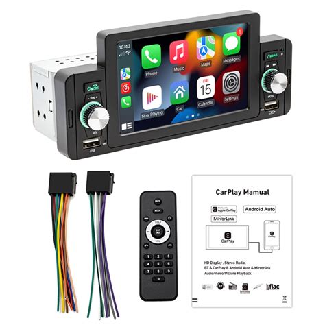 1 Din 5 Carplay Radio Car Stereo Bluetooth Mp5 Player Android Auto