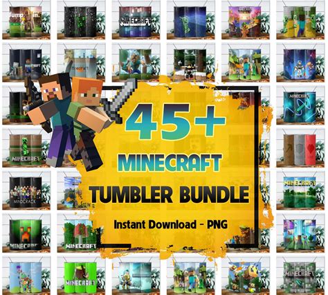 45 Minecraft Tumbler Wrap Bundle Minecraft Sublimation Etsy Canada