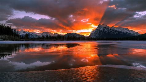 HD wallpaper: lake and mountain, nature, Canada, landscape, forest ...