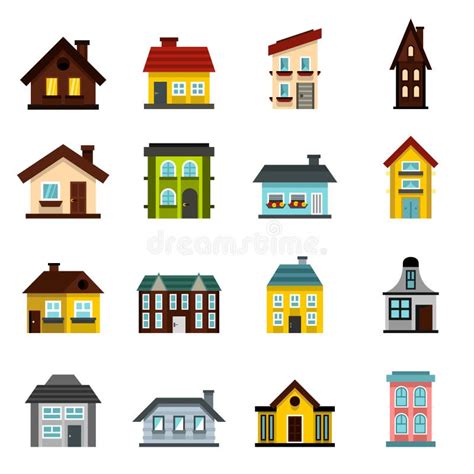 House Icons Set Flat Style Stock Vector Illustration Of Flat Home