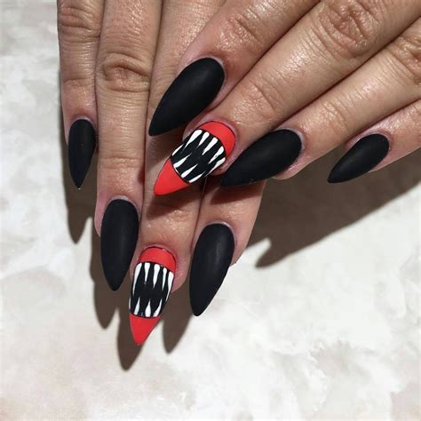 How Amazing Is This Vampire Teeth Nail Art For A Halloween Manicure