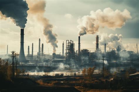 Premium Photo | Smoke coming out of factories in an industrial area ...