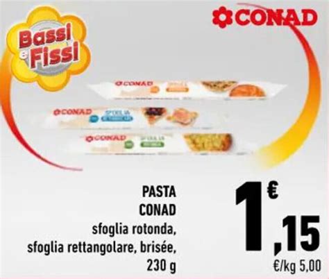 Conad Pasta sfoglia rotonda sfoglia rettangolare brisée 230 g offerta