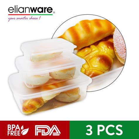 Elianware Transparent Rectangular Bpa Free Airtight Vegetable Food