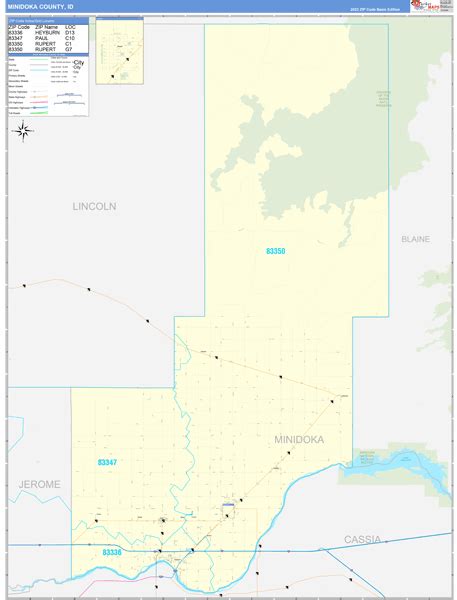 Minidoka County Id Zip Code Wall Map Basic Style By Marketmaps Mapsales