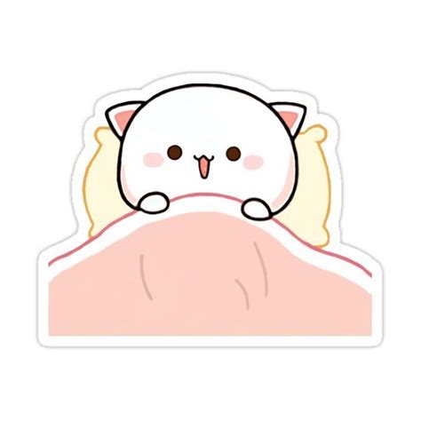 Mochi Mochi Peach Cat Get Ready To Sleep Sticker By Krimsy In 2021