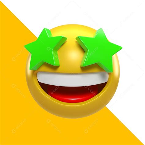 Emoji Olhos de Estrelas Elemento 3D para Composição PSD download