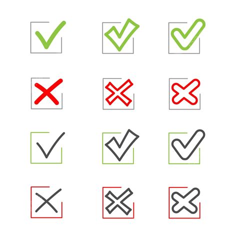 Accepted And Rejected Sign Symbols Set Answer Cross Vector Vector