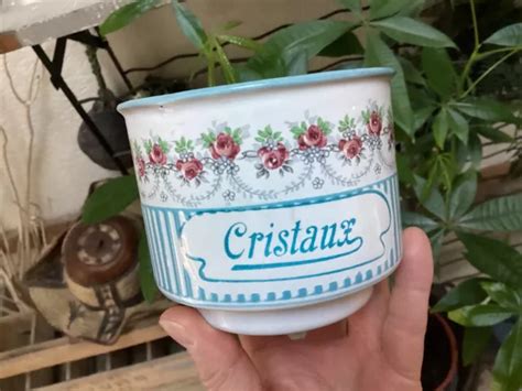 ANCIEN POT À savon cristaux émaillé B B guirlande de fleurs EUR 35