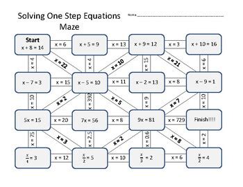 Maze Solving One Step Equations By Math With Sanchez TpT