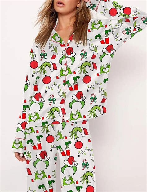 The Grinch Christmas Pajama Set Grinch Lover Pajamasgrinch Etsy Uk