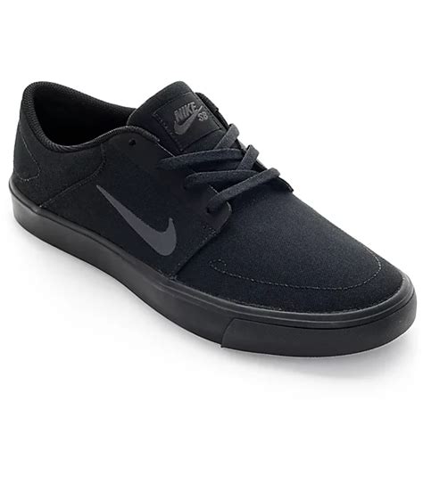 Nike SB Portmore Black & Anthracite Canvas Skate Shoes | Zumiez