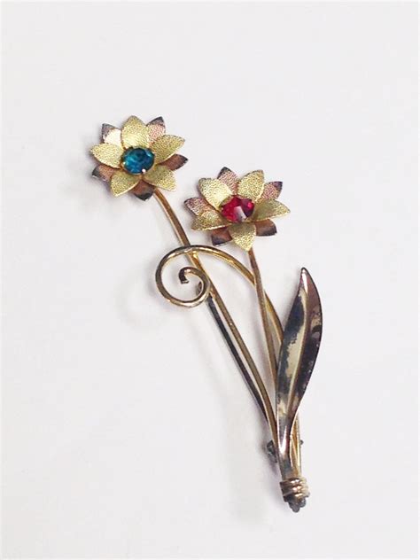 Vintage Van Dell 120 12k Gf On Sterling Silver Flower Brooch Pin