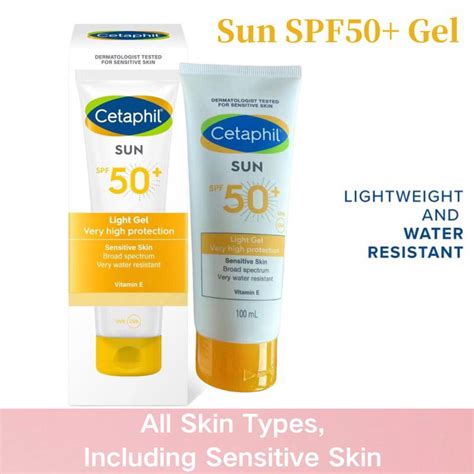 Cetaphil Sunblock Spf 50 Light Gel Face And Body 100ml Sunscreen