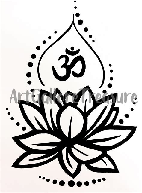 Lotus Flower Om Sign Digital File Lotus Om Stencil Art Etsy