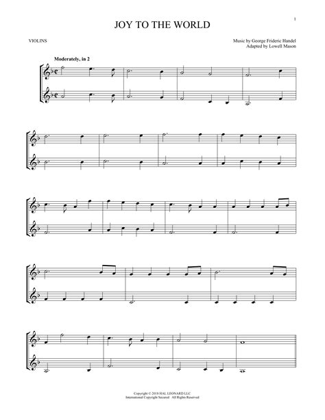 Joy To The World Violin Duet Print Sheet Music Now