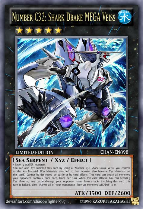 Number C32 Shark Drake MEGA Veiss Yugioh Dragon Cards Custom Yugioh