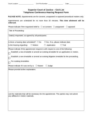 Chambers Appointment Hearing Request Ontario Courts Doc Template