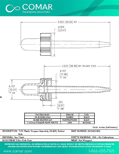 772 Plastic Dropper Assembly 20 400 Rubber Bulb Comar