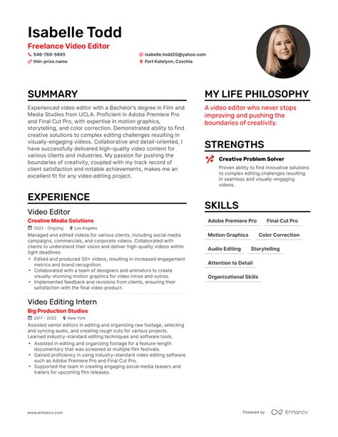 Resume Format Video Editor Alfy Louisa