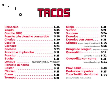 Tacos Los Provi Menú