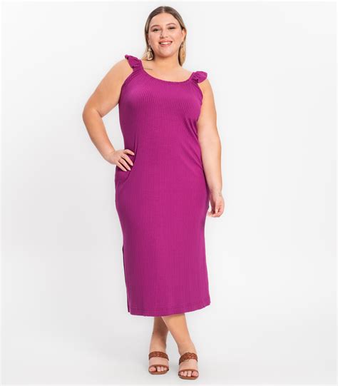 Vestido Midi Plus Size Secret Glam Roxo Secret Glam