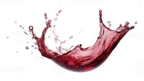 Red Water Wine Splash Liquid Wave With Splatter Isolated On White