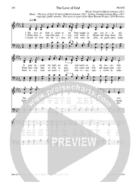 The Love Of God Hymn Sheet (Traditional Hymn) - PraiseCharts