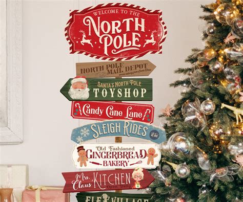 North Pole Directional Sign Christmas Party Decoration Perfect For