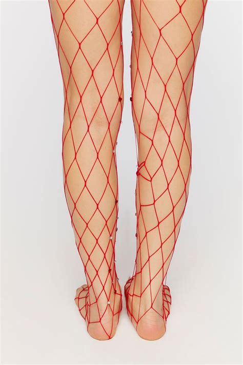 Rhinestone Sheer Fishnet Tights