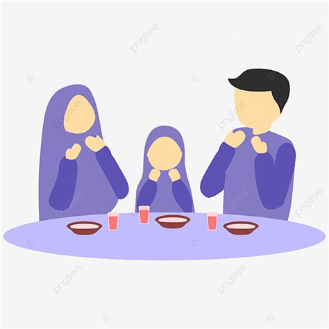 puasa vector png images ramadhan keluarga anak makan sahur buka puasa