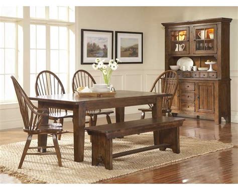 Attic Heirlooms Rustic Oak Rectangular Leg Table Dining Set Broyhill