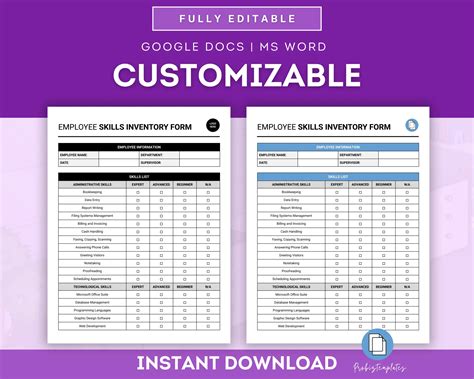 Employee Skills Inventory Form | ProBizTemplates