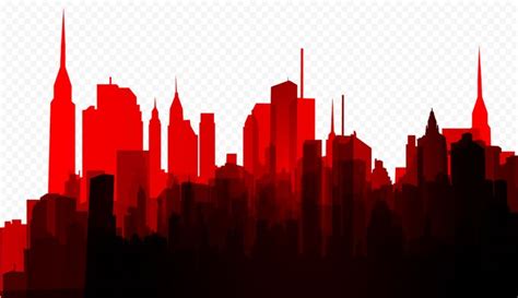 City Skyline Red Dark Silhouette PNG Image | City skyline, City ...