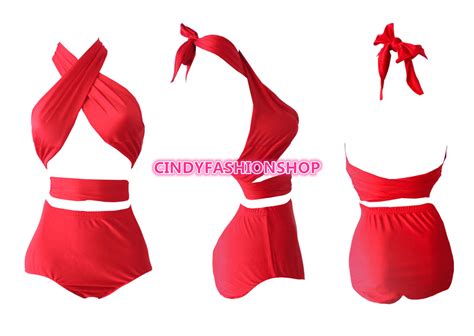 New Women Sexy Halter High Waist Bikini Set Bandage Swimwear Monokini Swimsuit Ebay