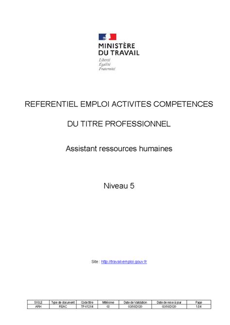 REFERENTIEL EMPLOI ACTIVITES COMPETENCES DU TITRE PROFESSIONNEL