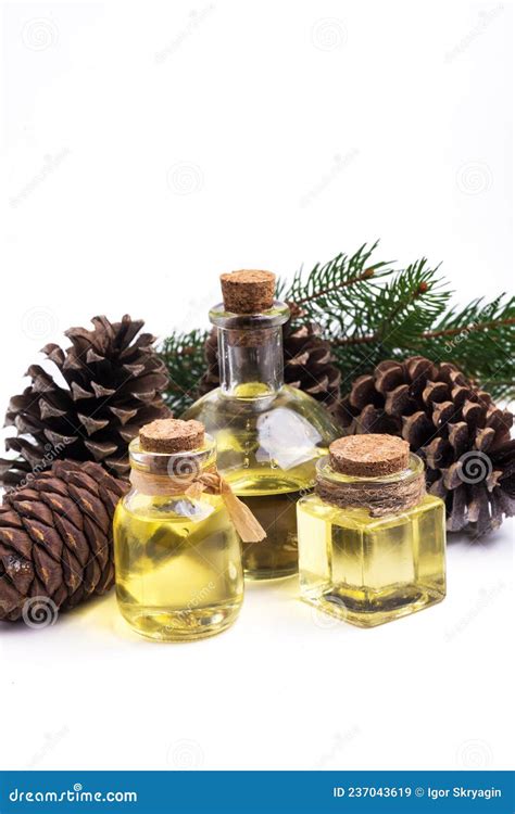 Glass Bottles With Cedar Oil Cedar Essential Oil Stock Image Image