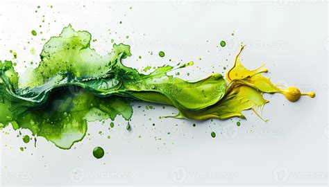 Ai Generated Green Paint Splash On White Background Top View Green