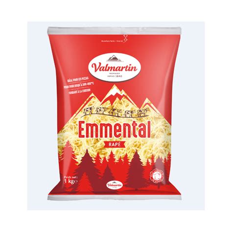 Fromage emmental râpé Valmartin 1 kg par 10 Distram SAS