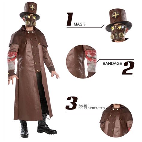 Plague Doctor Costume Halloween Steampunk Outfit For Women Men Sun Baby