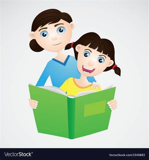 Girl and mom reading the book Royalty Free Vector Image