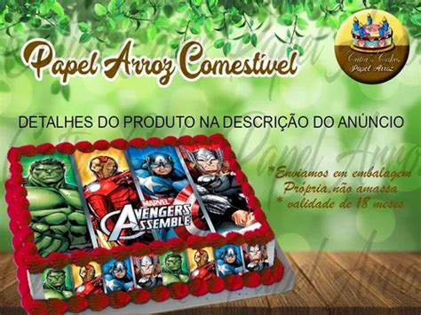 Papel Arroz E Faixas Para Bolo Vingadores Cod