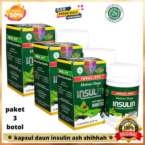 Paket 3 Botol Kapsul Insulin Ekstrak Daun Insulin Atasi Diabetes Kapsul