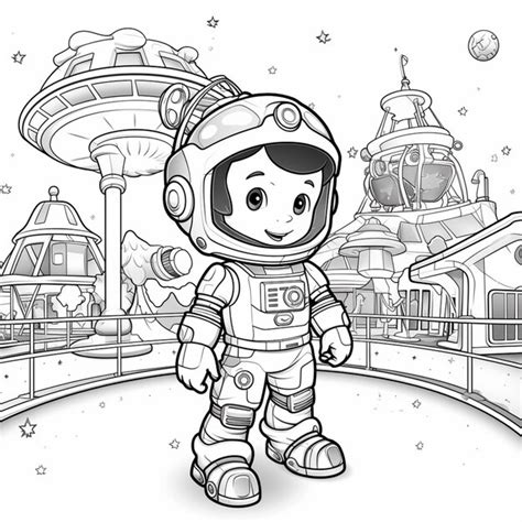 Premium Photo A Cartoon Astronaut In A Space Suit Standing In Front Of A Spaceship Generative Ai