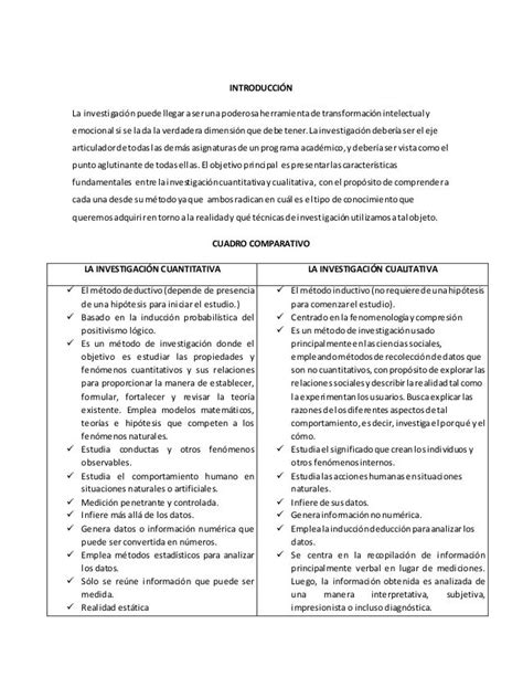 Cuadro Comparativo Enfoques Cuantitativo Y Cualitativo Final By Pdmrea