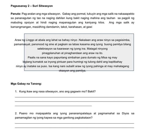 Mga Gabay Na Tanong 1 Kung Ikaw Ang Nasa Sitwasyon Ano Ang Gagawin