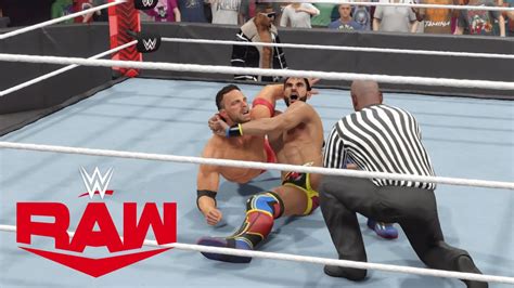 WWE 2K23 RAW JOHNNY GARGANO VS LA KNIGHT CARMELO HAYES AT RINGSIDE