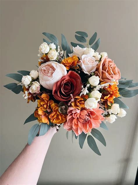 Rust Orange Bridal Bouquet Terracotta Bridesmaids Bouquets Rust