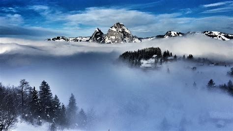 Fotos gratis paisaje montaña nieve invierno nube niebla