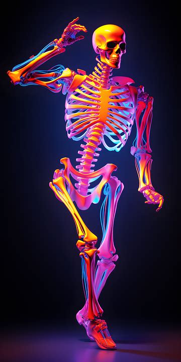 Download Ai Generated Skeleton Neon Royalty Free Stock Illustration